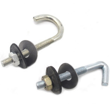 ANSI BSW standard OEM supported 4 inch J hook bolt with nut and EPDM washer J bolt